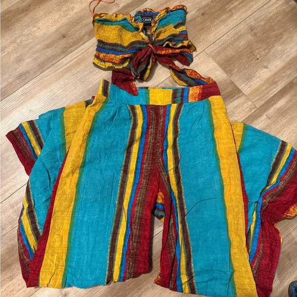 Cider Red and Yellow Color Block Jumpsuit - Picture 3 of 7